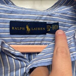 Ralph Lauren Blue and White Striped Men's Shirt